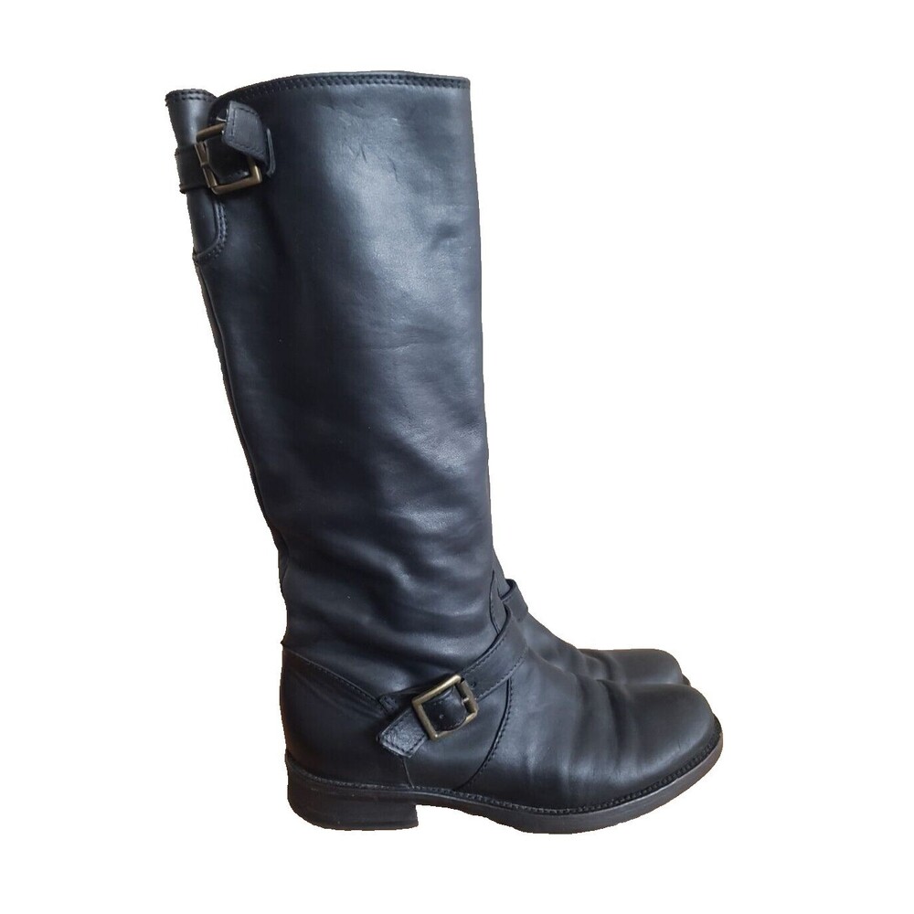 J. Crew Harness Riding Moto Boots Size 6 M Black Leather Pull on Shoes
